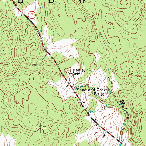 Topographic Map of Hadley Cemetery, ME