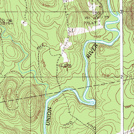 Topographic Map of Hadley Cemetery, ME