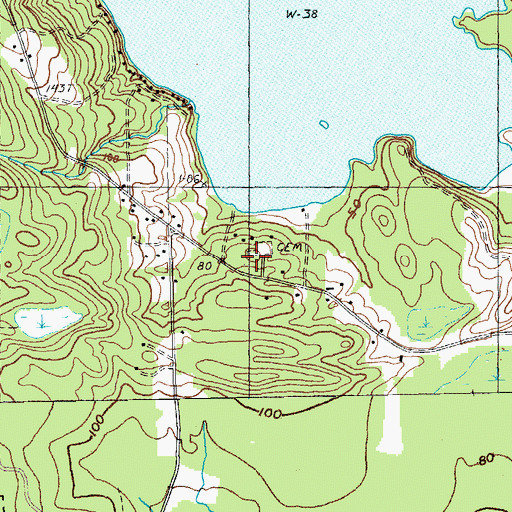 Topographic Map of Hadley Lake School, ME
