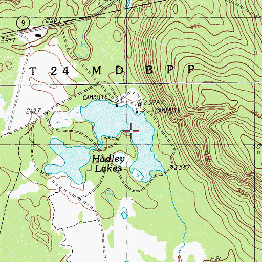 Topographic Map of Hadley Lakes, ME