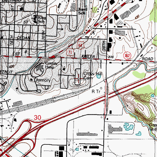 Topographic Map of Crow Hill Cemetery, AR