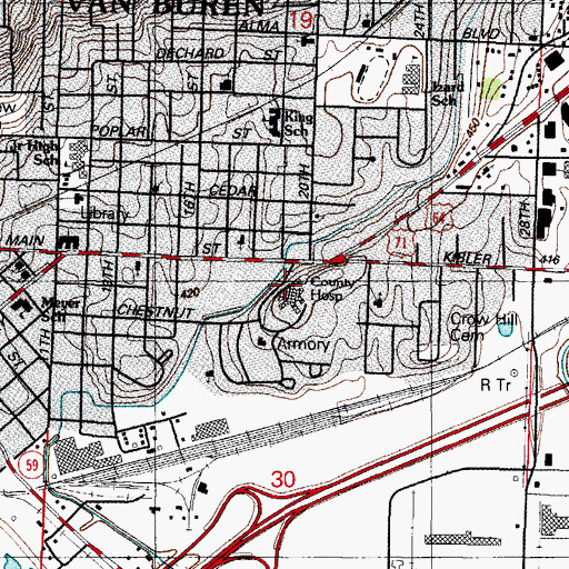 Topographic Map of Summit Medical Center, AR
