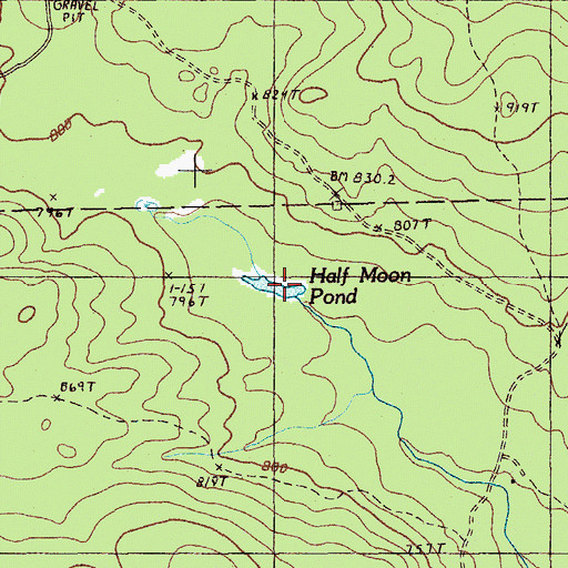 Topographic Map of Half Moon Pond, ME