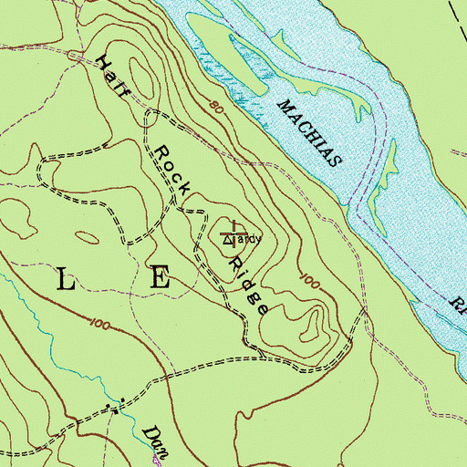 Topographic Map of Half Rock Ridge, ME