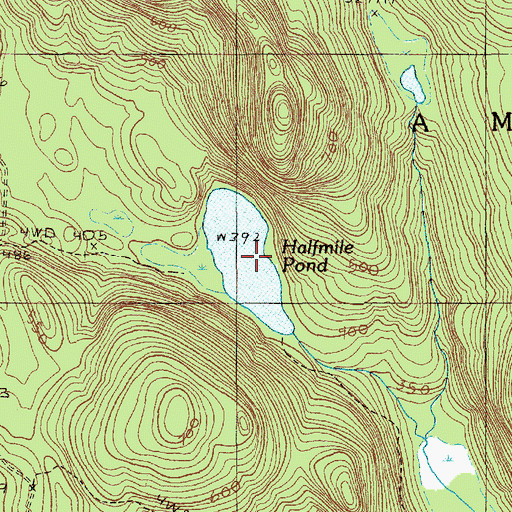 Topographic Map of Halfmile Pond, ME