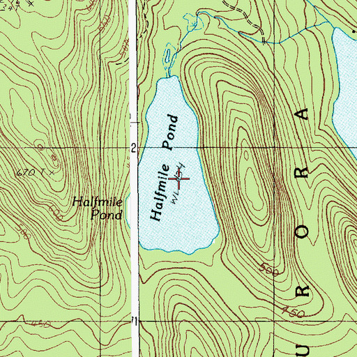 Topographic Map of Halfmile Pond, ME