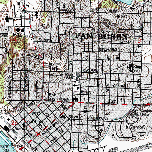 Topographic Map of Van Buren Junior High School, AR