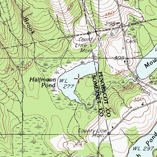 Topographic Map of Halfmoon Pond, ME