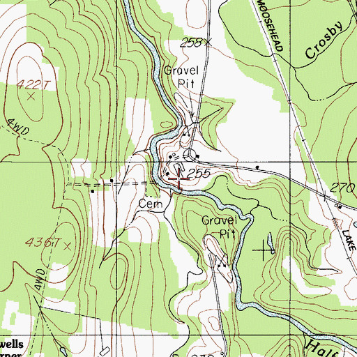 Topographic Map of Halfmoon Stream, ME