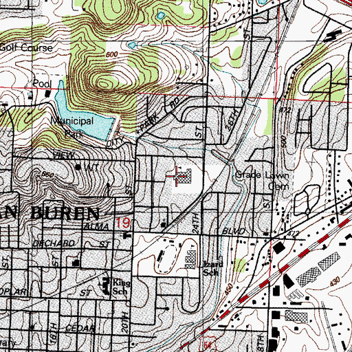 Topographic Map of Van Buren Middle School, AR