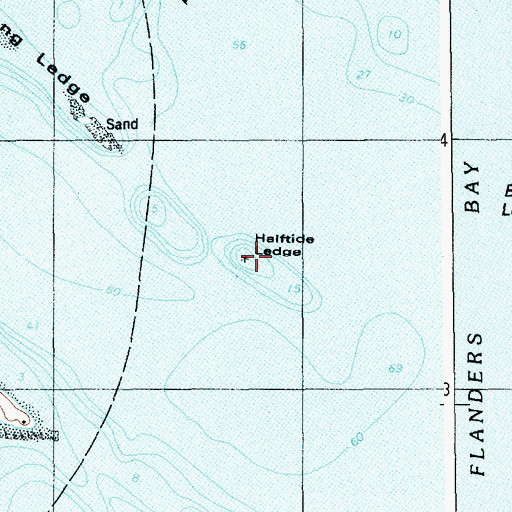 Topographic Map of Halftide Ledge, ME