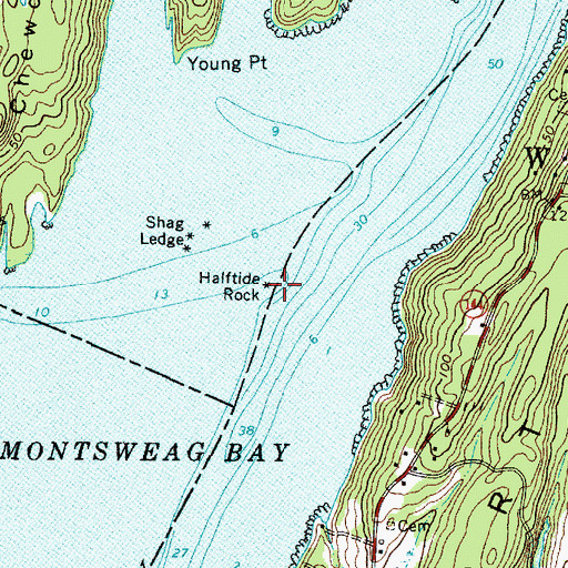 Topographic Map of Halftide Rock, ME