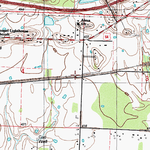 Topographic Map of Alma Church, AR
