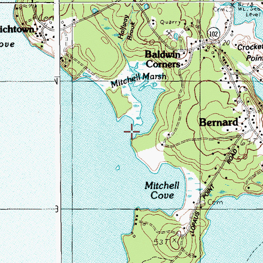 Topographic Map of Halfway Brook, ME