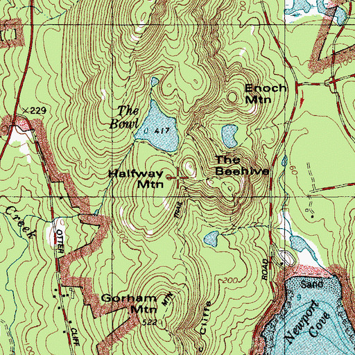 Topographic Map of Halfway Mountain, ME