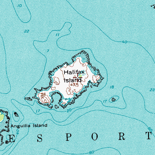 Topographic Map of Halifax Island, ME