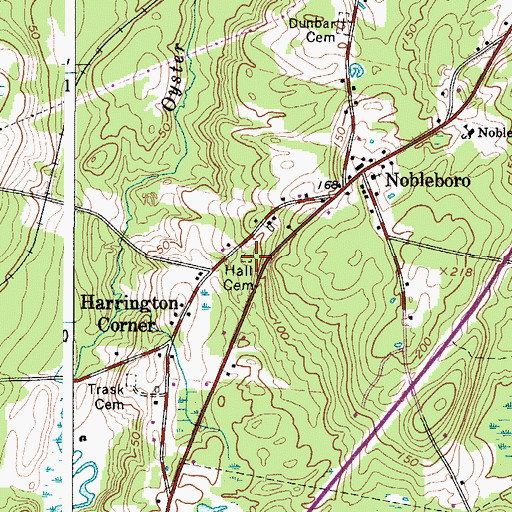 Topographic Map of Hall Cemetery, ME