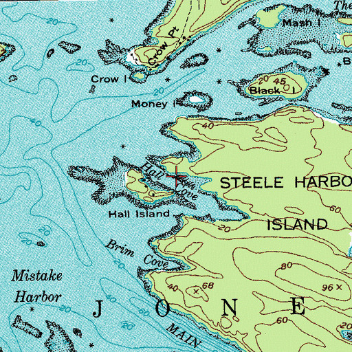 Topographic Map of Hall Cove, ME