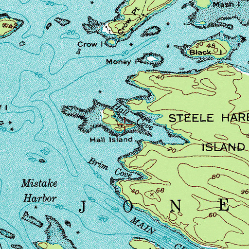 Topographic Map of Hall Island, ME