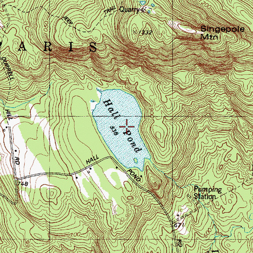 Topographic Map of Hall Pond, ME