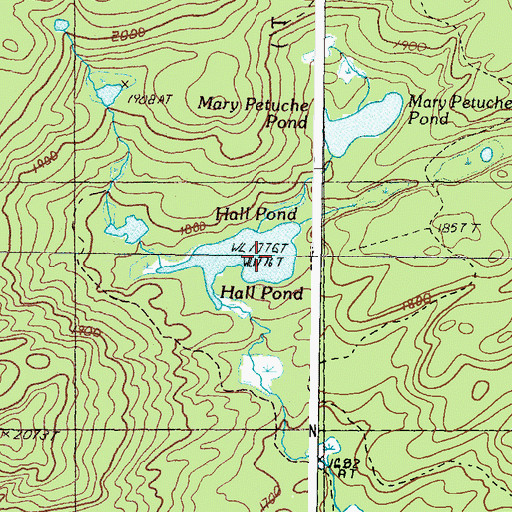 Topographic Map of Hall Pond, ME
