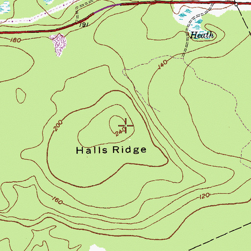Topographic Map of Halls Ridge, ME