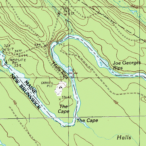 Topographic Map of Halls Rips, ME