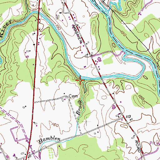 Topographic Map of Hamblen Brook, ME