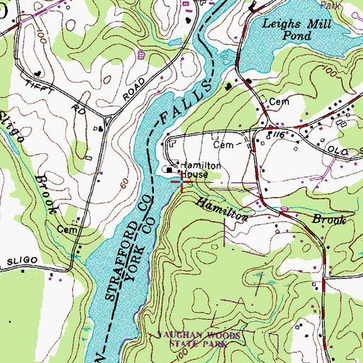 Topographic Map of Hamilton Brook, ME