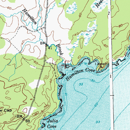 Topographic Map of Hamilton Brook, ME