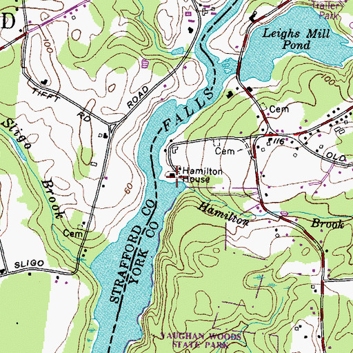 Topographic Map of Hamilton House, ME