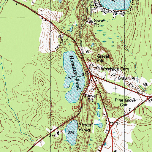 Topographic Map of Hamilton Pond, ME