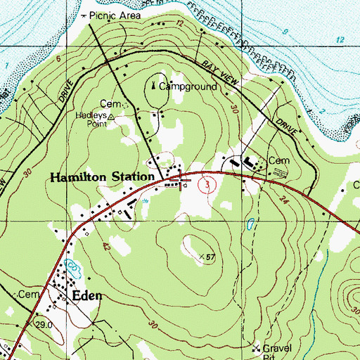 Topographic Map of Hamilton Station, ME