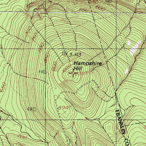 Topographic Map of Hampshire Hill, ME