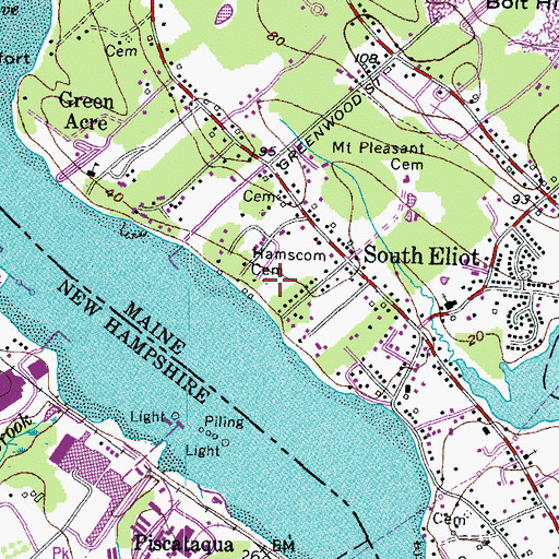 Topographic Map of Hamscom Cemetery, ME