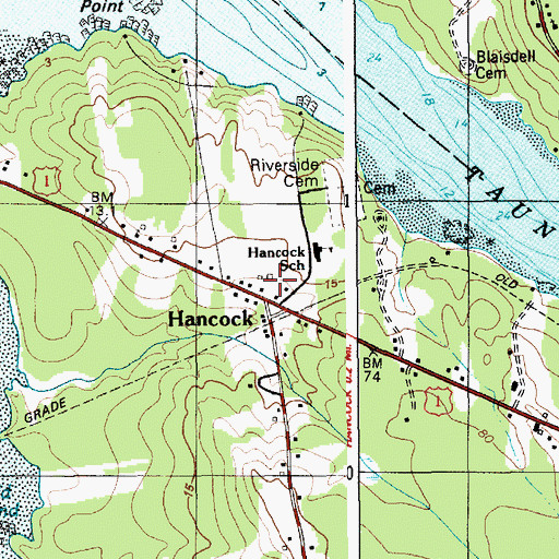 Topographic Map of Hancock, ME