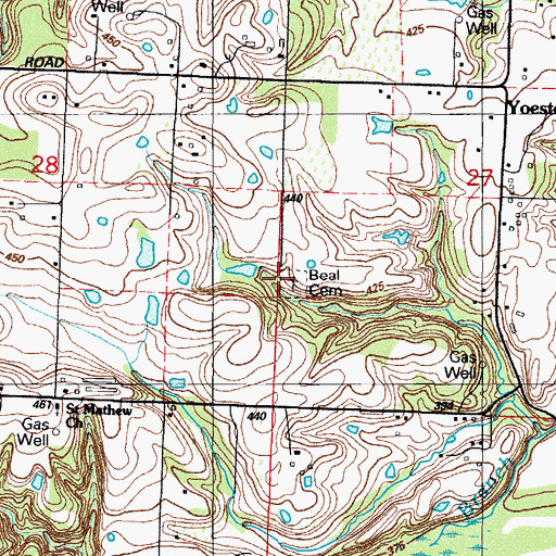 Topographic Map of Real Cemetery, AR