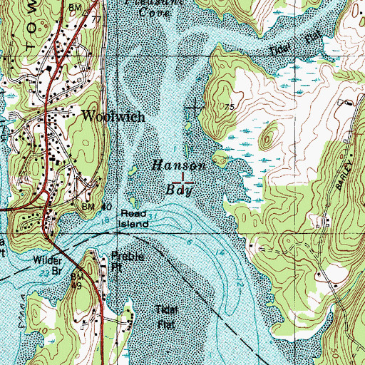 Topographic Map of Hanson Bay, ME
