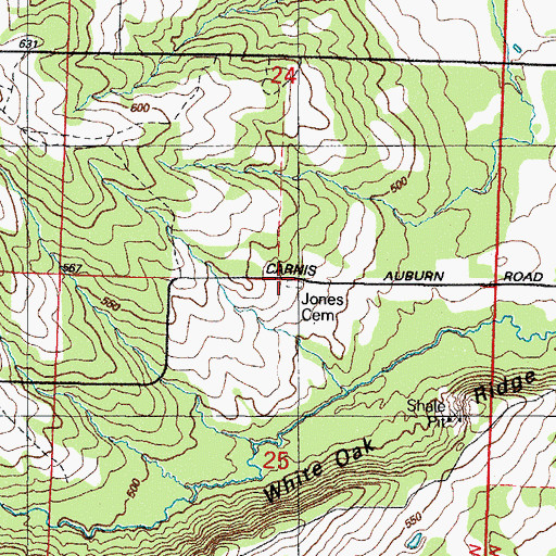 Topographic Map of Jones Cemetery, AR