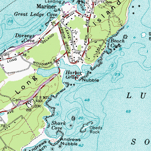 Topographic Map of Harbor Grace, ME