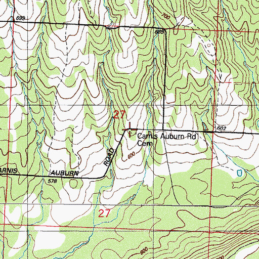 Topographic Map of Carnis Auburn Road Cemetery, AR