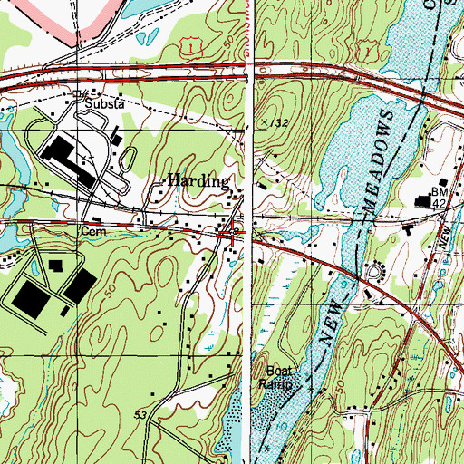 Topographic Map of Harding, ME