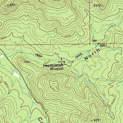 Topographic Map of Headquarters Windmill, AZ