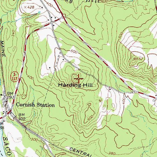 Topographic Map of Harding Hill, ME