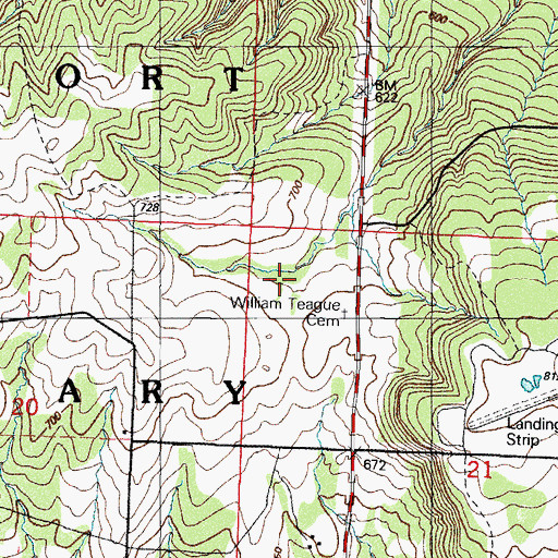 Topographic Map of William Teague Cemetery, AR