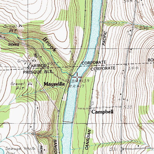 Topographic Map of Hardwood Brook, ME