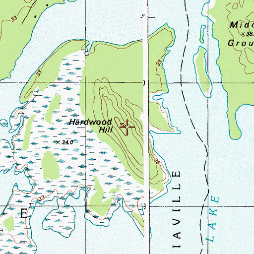 Topographic Map of Hardwood Hill, ME