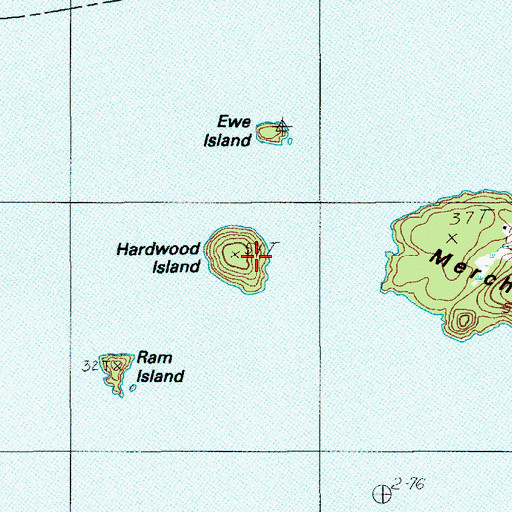 Topographic Map of Hardwood Island, ME