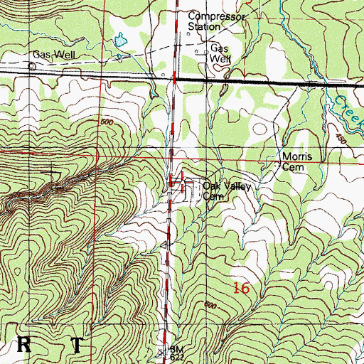 Topographic Map of Oak Valley Cemetery, AR