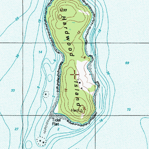 Topographic Map of Hardwood Island, ME